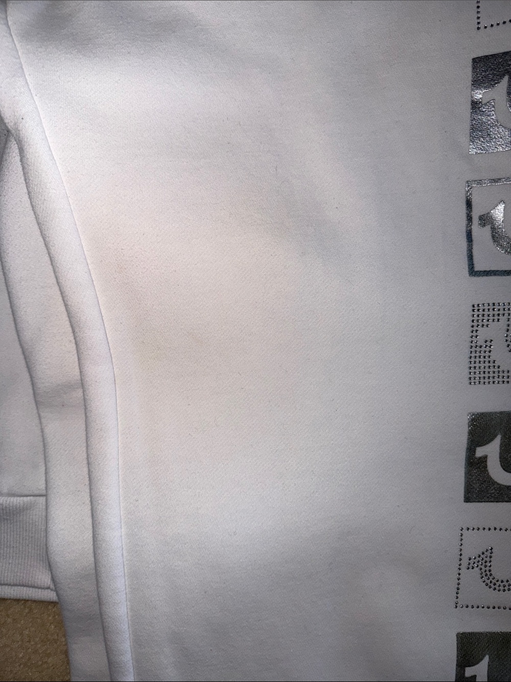 True Religion White Hoodie and Jogger Matching Set with Silver Logos - Picture 7 of 8